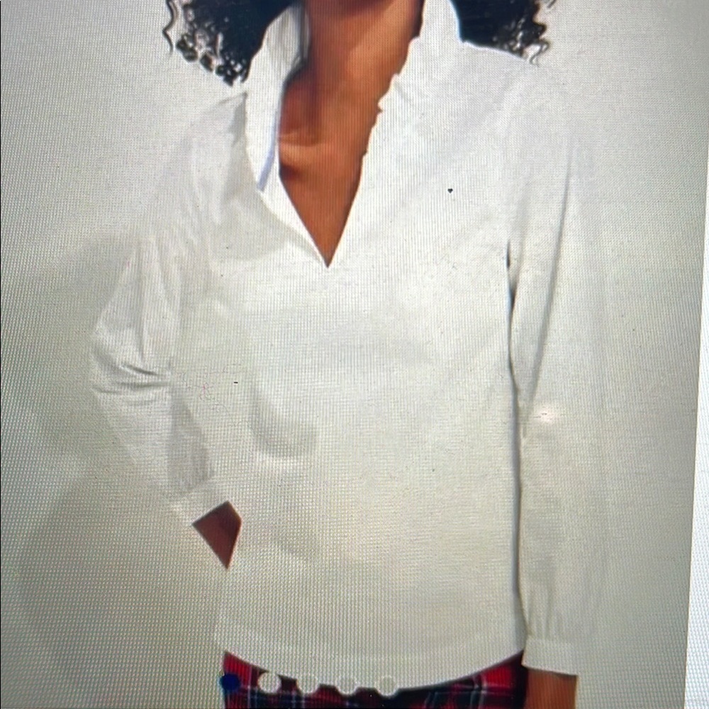 Vineyard Vines White Ruffled 3/4 Sleeve Blouse